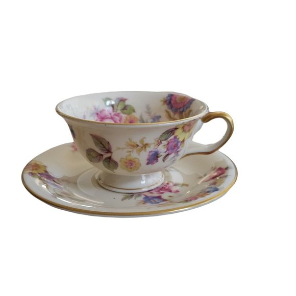 Castleton China USA Sunnybrooke Footed Cup and Saucer Set Vintage 1950s - Picture 5 of 12